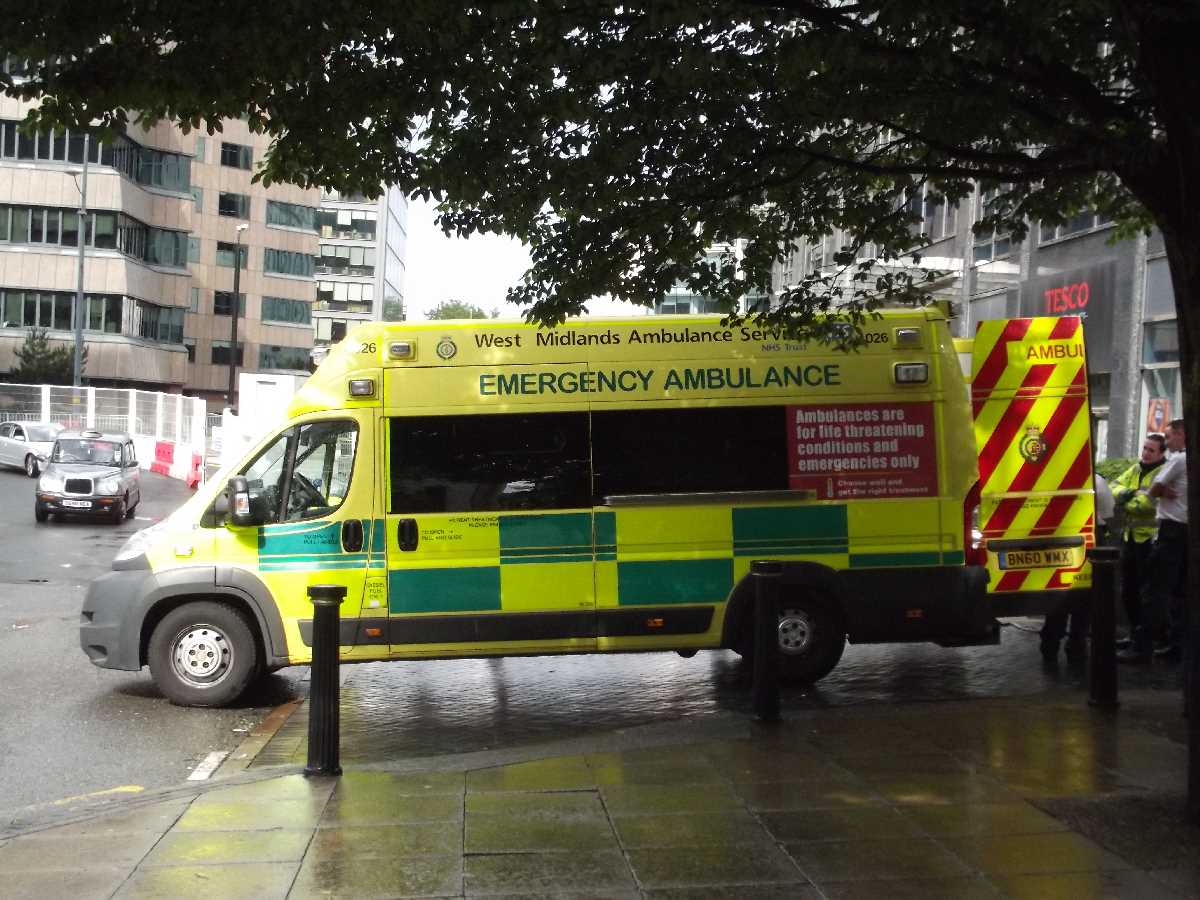 WMAS NHS ambulance on Colmore Row (July 2014)